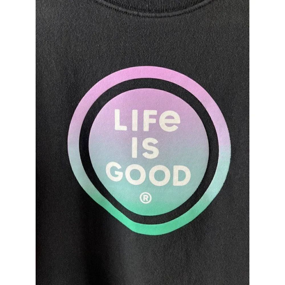Life is Good Women's LIG Coin Simply True Fleece Pullover Sweatshirt XS Black - Picture 3 of 9
